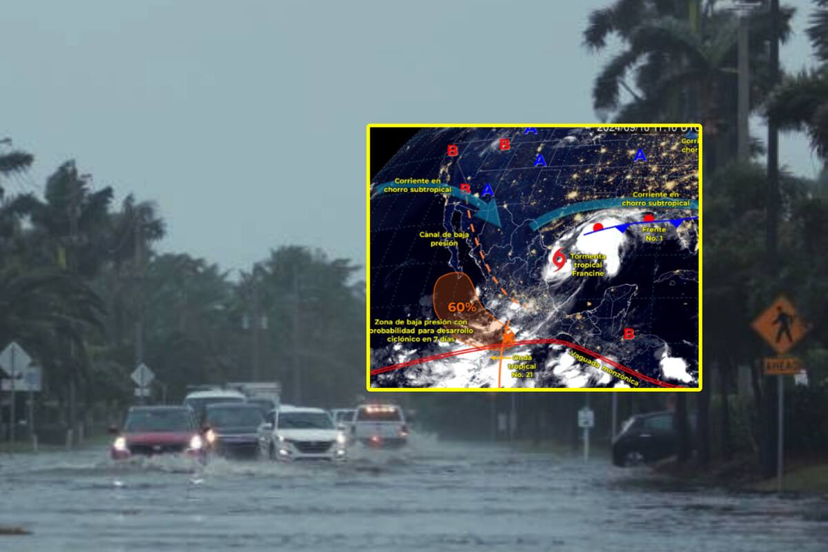Se intensifican lluvias, vientos y oleaje en el norte y occidente de México con el ciclón tropical Francine