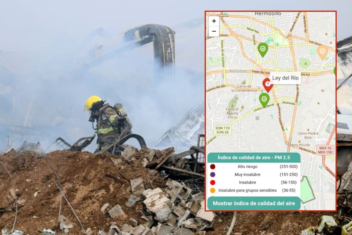 Semáforo ambiental marca riesgo tras incendio en Sam’s Club: Remah reporta niveles elevados de contaminación que podrían afectar salud respiratoria en Hermosillo