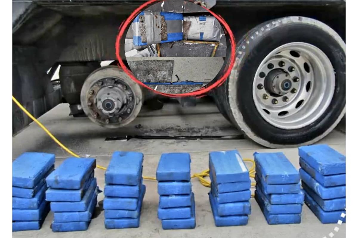 Aseguran casi 186 kilos de cocaína en remolque en la garita de Calexico