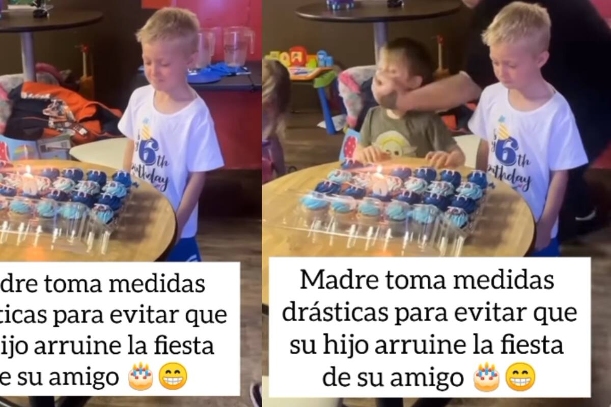 Madre se vuelve viral por tomar medidas drásticas para evitar que su hijo apagara las velas del pastel del cumpleañero