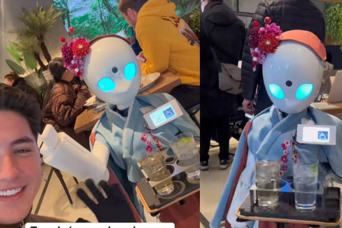 Influencer visita cafetería controlada por robots en Japón