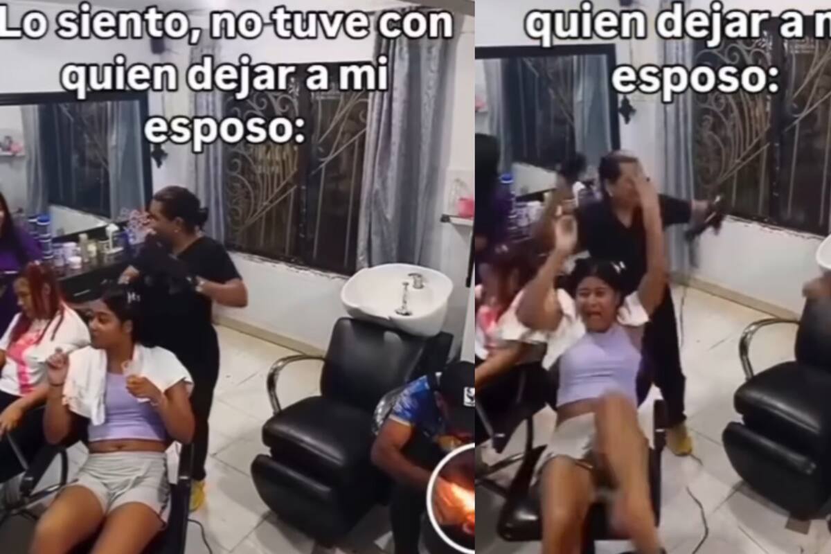 Hombre acompaña a su esposa a la peluquería, se aburre y lanza un cuete: mira el susto que causó
