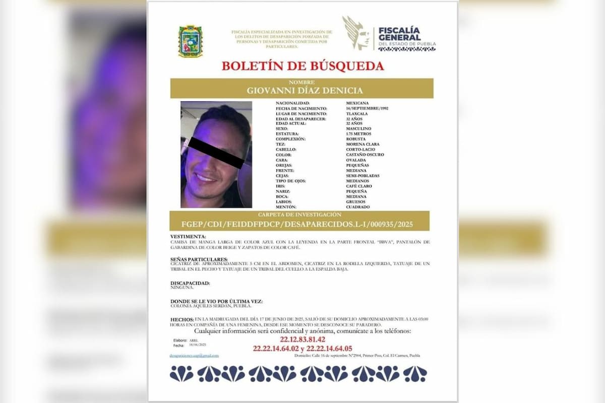 Hallan cuerpo embolsado de joven desaparecido en Puebla; autoridades lo identifican como Giovanni Díaz