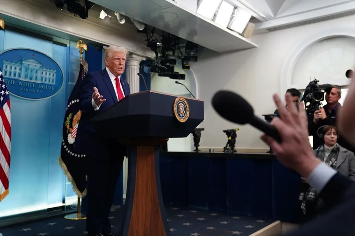 El presidente de los Estados Unidos, Donald Trump en una conferencia de prensa en la Casa Blanca. / EFE.