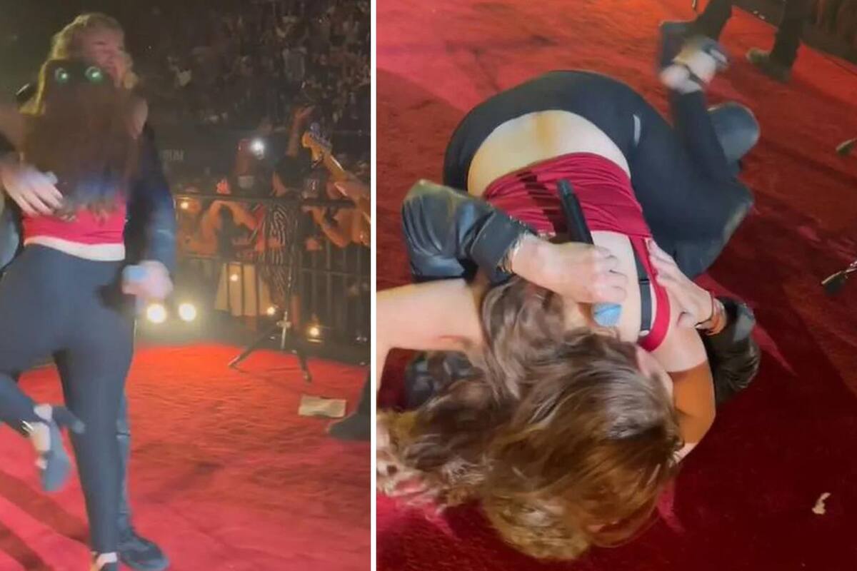 Fher de Maná cae en el escenario al intentar cargar a una fan