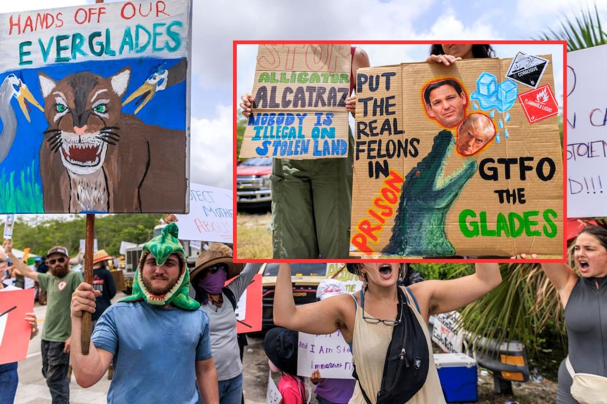 Protestas en los Everglades: Activistas y nativos americanos rechazan centro de detención de inmigrantes