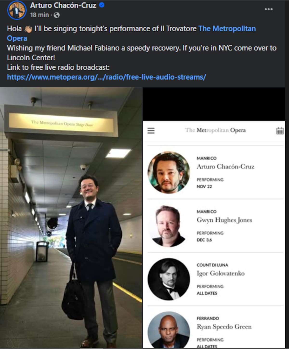 El tenor mexicano Arturo Chacón-Cruz conquista el Met con su poderosa interpretación en 'Il Trovatore'.