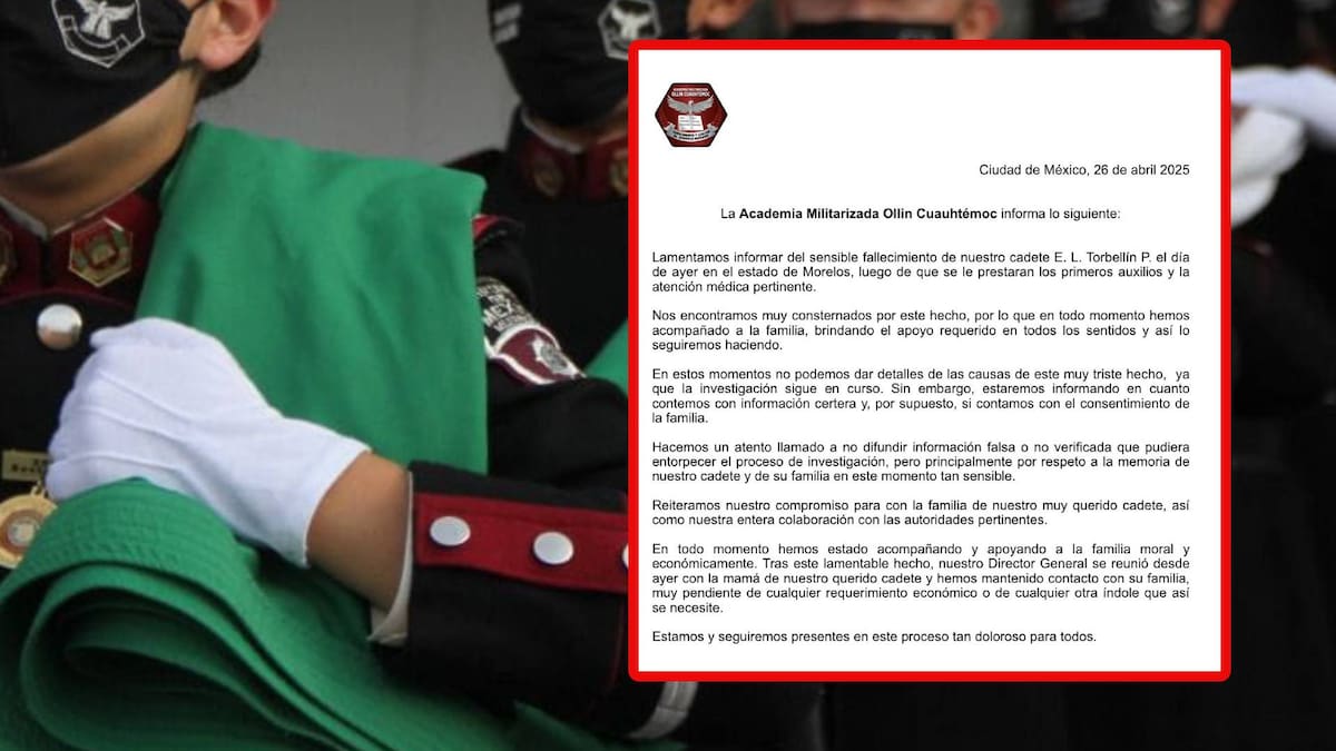 La institución manifestó su disposición para colaborar en las investigaciones. Foto: Academia Militarizada Ollin Cuauhtémoc