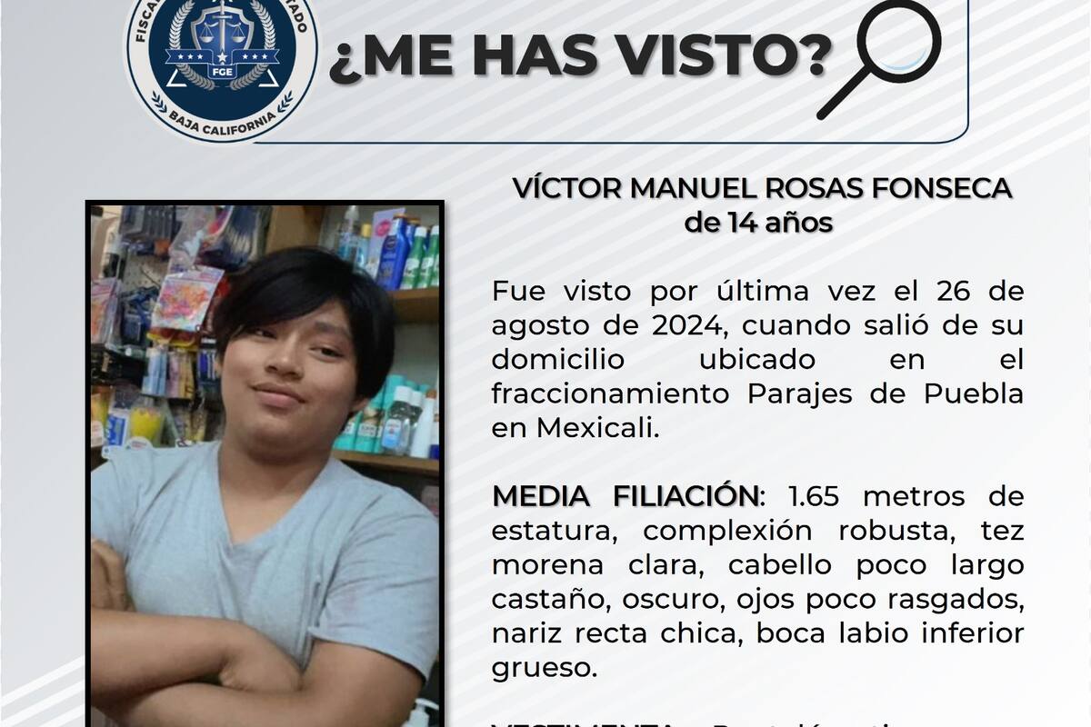 Se solicita ayuda para localizar a Víctor Manuel Rosas Fonseca