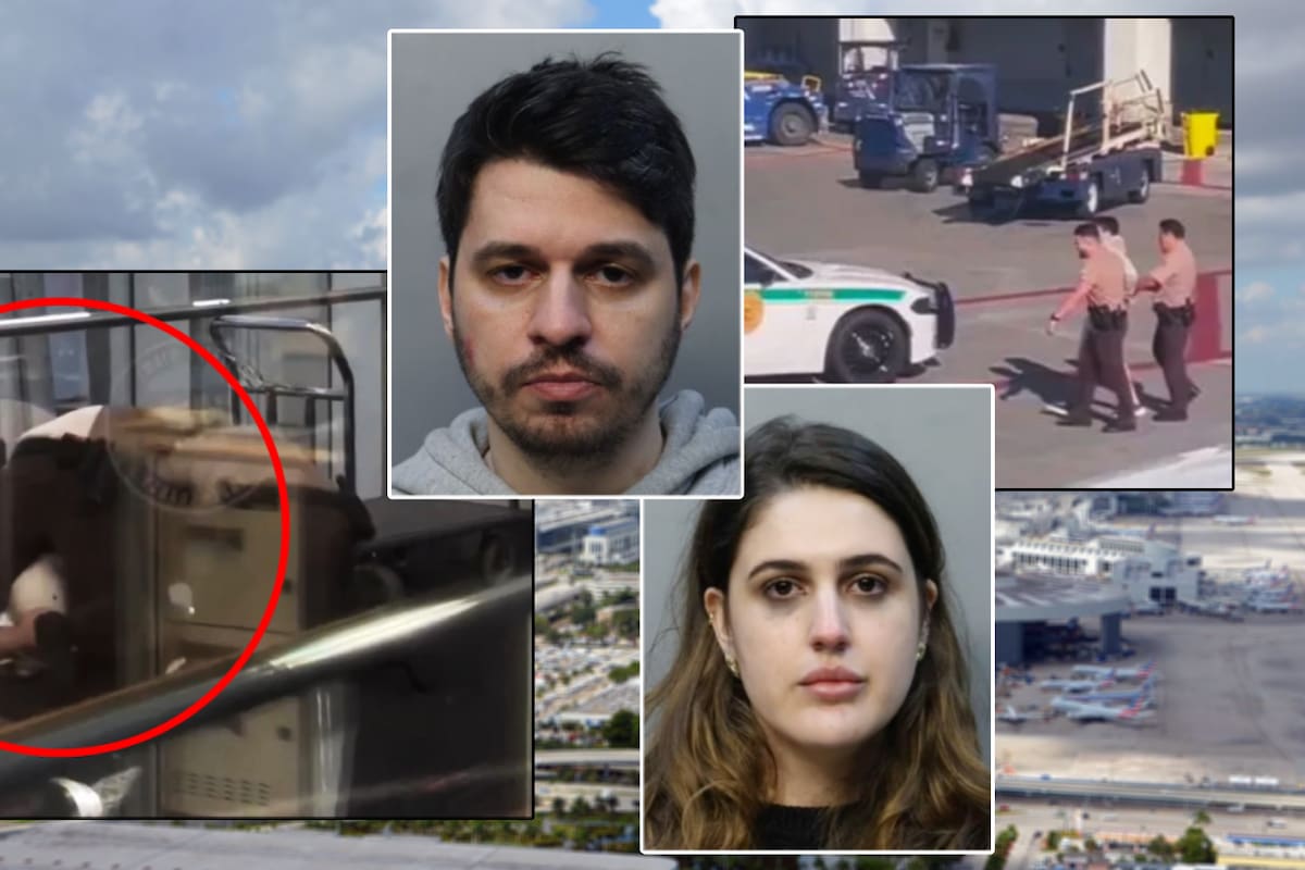 Pareja furiosa avienta café en la cara de un empleado después de llegar tarde a su vuelo de Miami a Cancún; difunden VIDEO del arresto