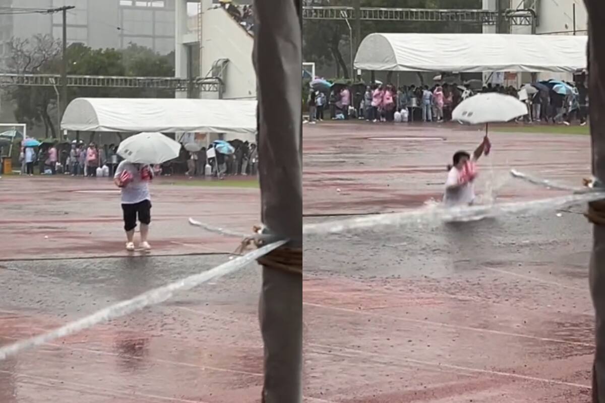 Hombre cae en un profundo agujero que parecía un simple charco (VIDEO)