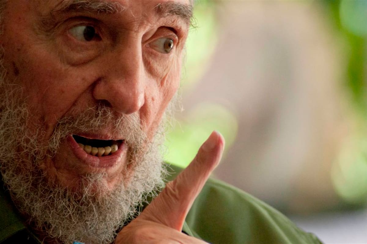 In this photo released by the state media Cubadebate web site, Cuba's former leader Fidel Castro gestures as he speaks during a meeting with China's Foreign Minister Yang Jiechi in Havana, Cuba, Sunday Aug. 1, 2010. (AP Photo/Cubadebate, Roberto Chile)
