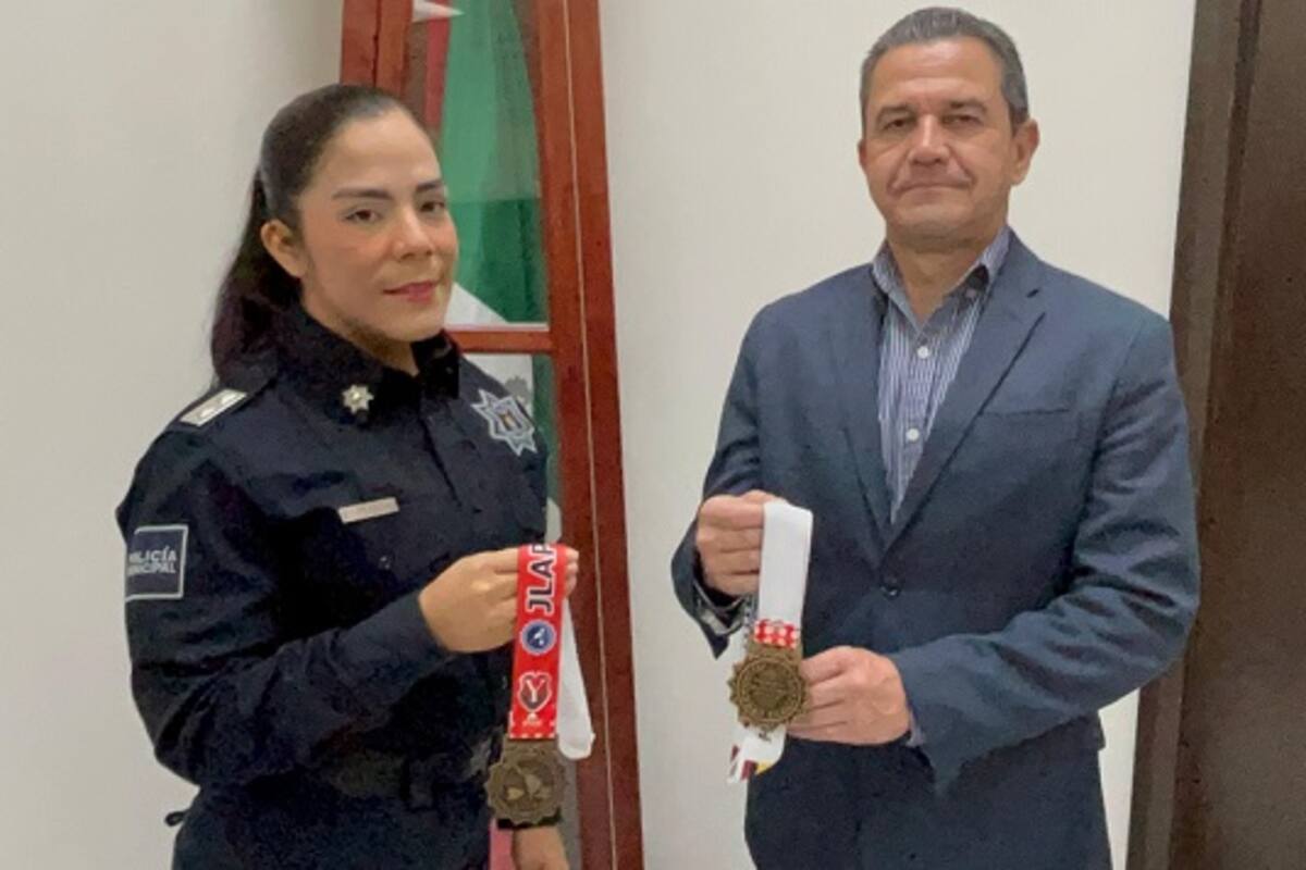 Reconocen a agente municipal medallista en competencia internacional