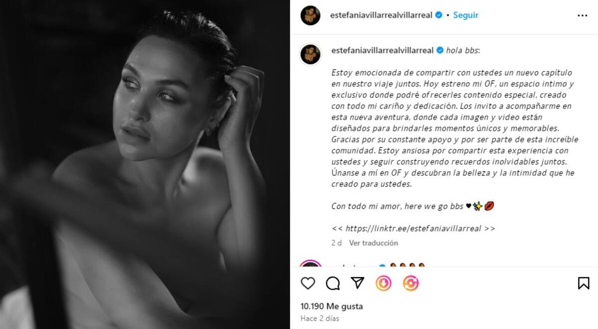 Estefanía Villareal abre su cuenta de OnlyFans / Instagram: @estefaniavillarrealvillarreal