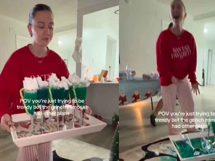 “Fue el Grinch el que hizo que se cayeran, jajaja”: mujer se vuelve viral por preparar bebidas inspiradas en el Grinch y terminar tirándolas todas
