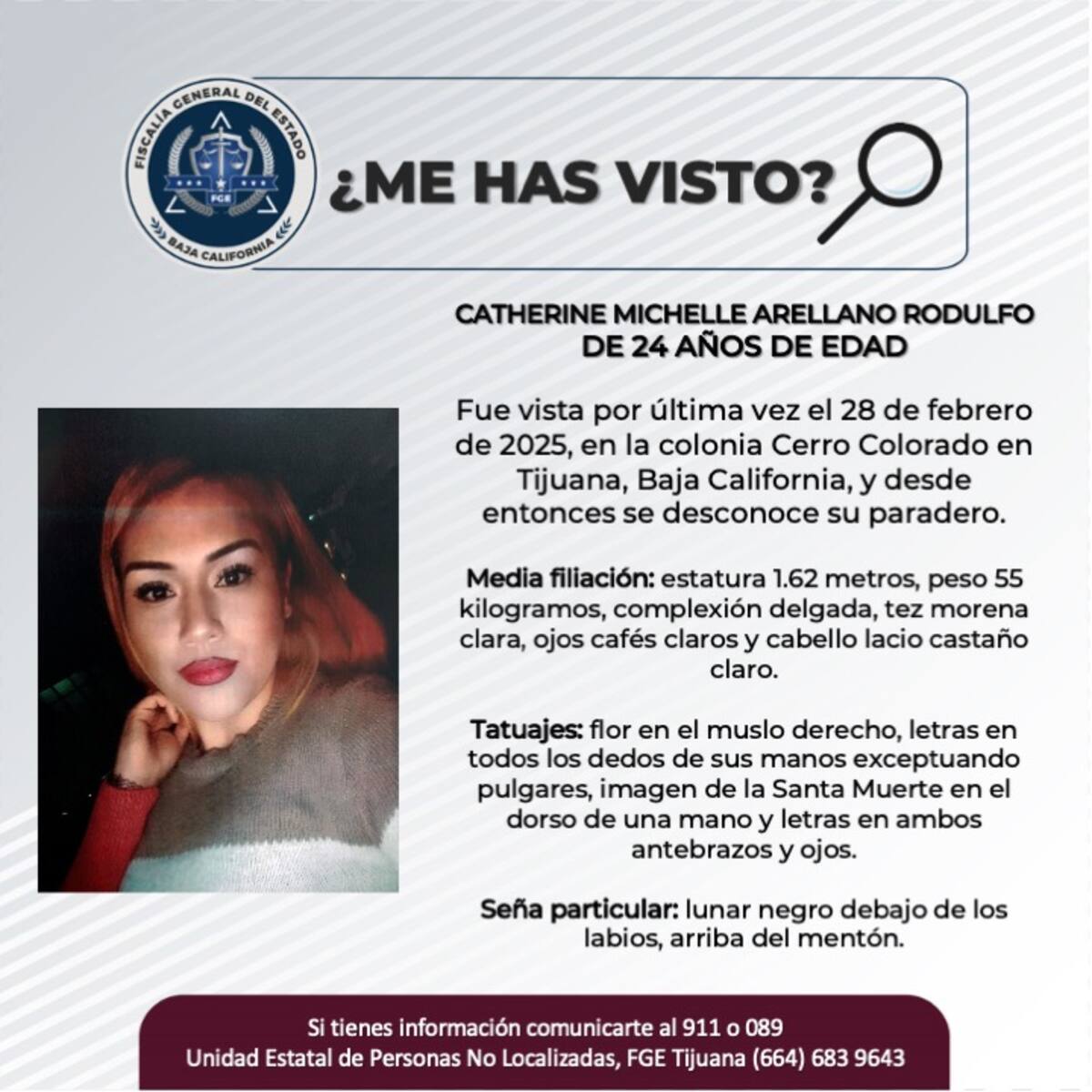 Fue vista por última vez el 28 de febrero de 2025.