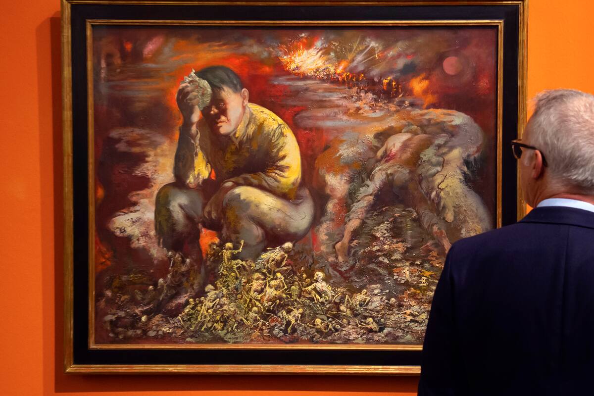 Exponen en museo alemán pintura que muestra a Hitler como Caín