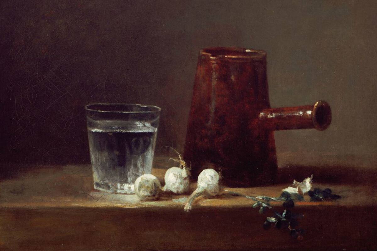 El vaso de agua y la cafetera de Chardin