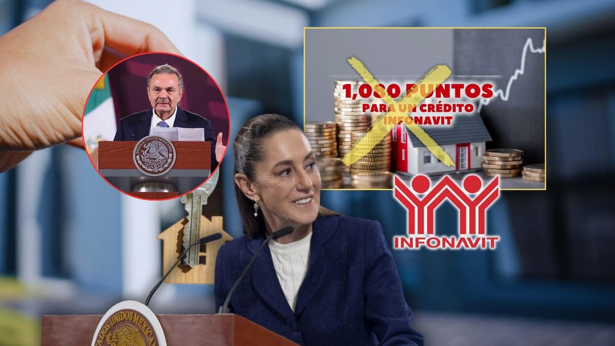 De acuerdo con autoridades federales, la eliminación del sistema de puntos forma parte de un plan más amplio para impulsar la construcción de vivienda y disminuir el rezago habitacional. Foto: Especial (Gobierno de México/Infonavit/Canva)