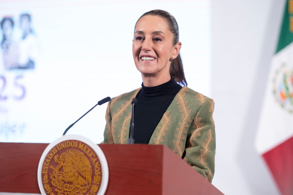 La presidenta Claudia Sheinbaum Pardo en su "Conferencia del Pueblo" del 15 de abril del 2025. | Crédito: Presidencia
