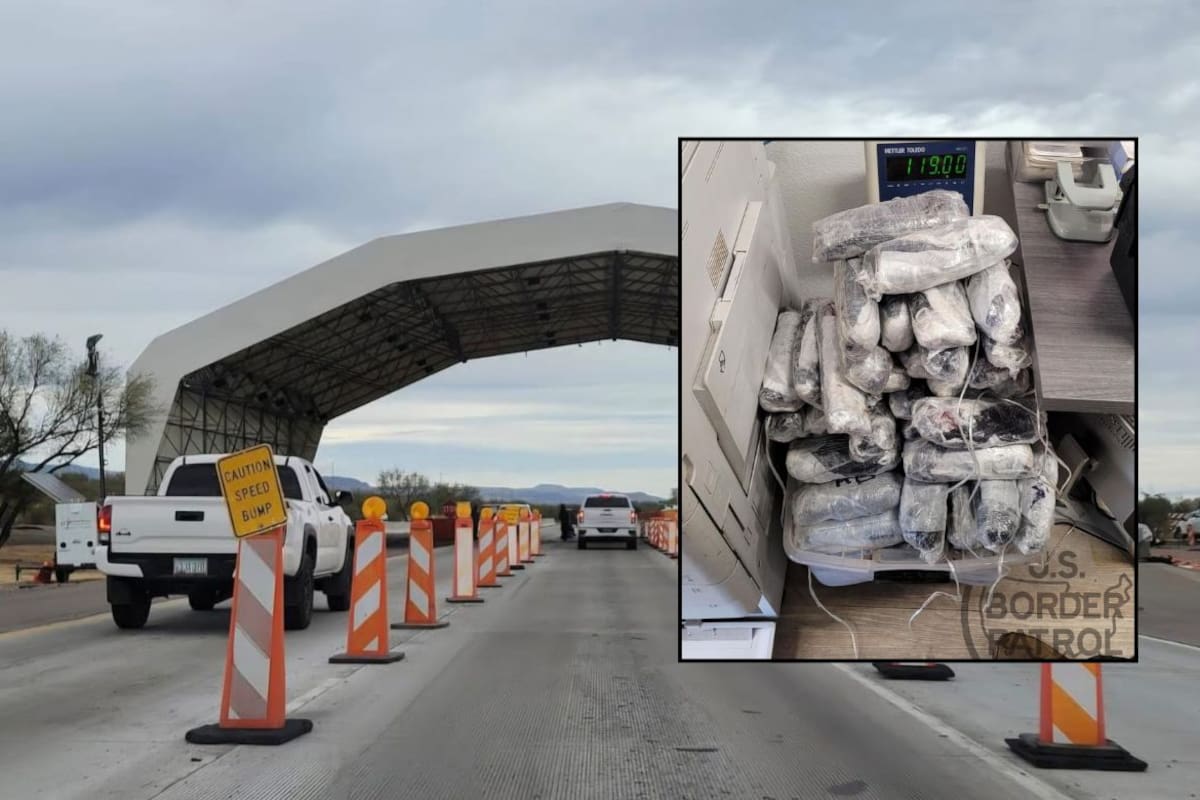 Patrulla Fronteriza decomisa 54 kilos de metanfetamina en punto de revisión migratorio