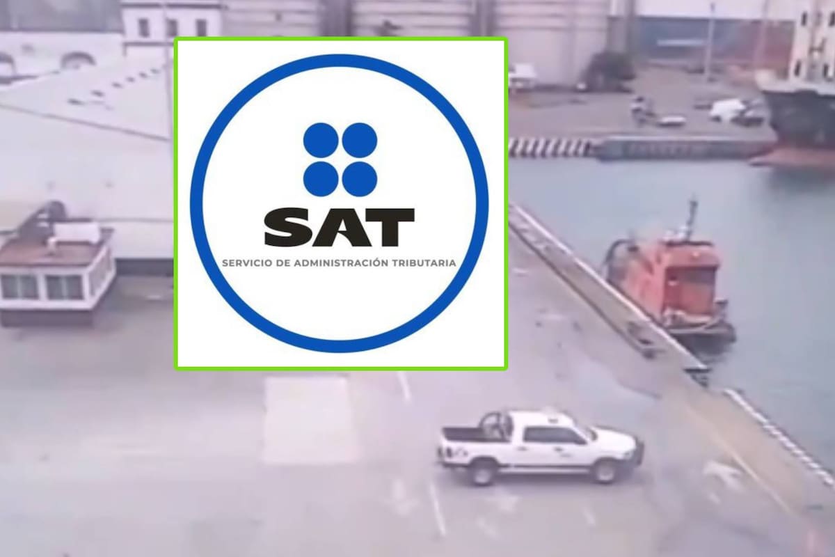 Así caen al mar con camioneta del SAT dos trabajadores en el Puerto de Veracruz (VIDEO)