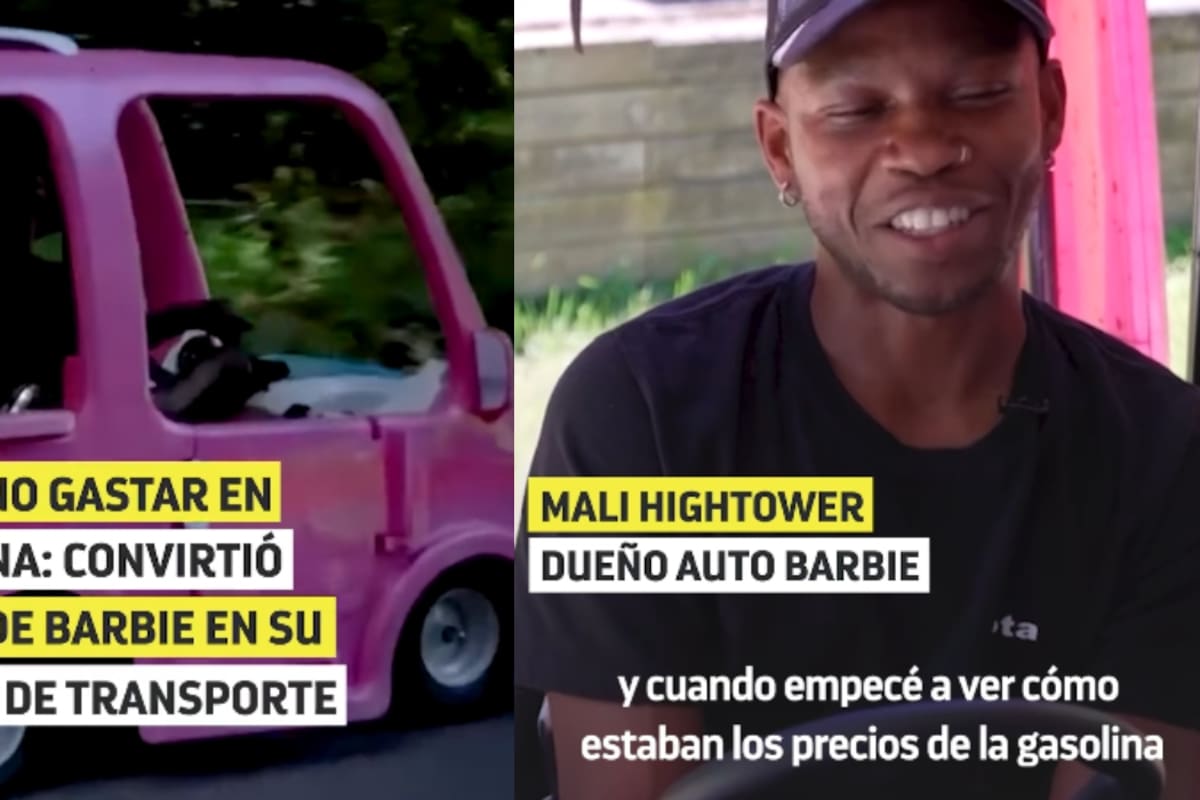 Hombre se vuelve viral tras convertir un automóvil de Barbie en su carro real Le instaló un motor y asegura que solo gasta 51 pesos de gasolina