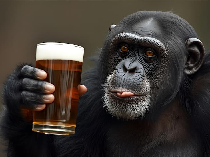 Los chimpancés consumen a diario el equivalente a dos cervezas sin presentar efectos de embriaguez, según expertos