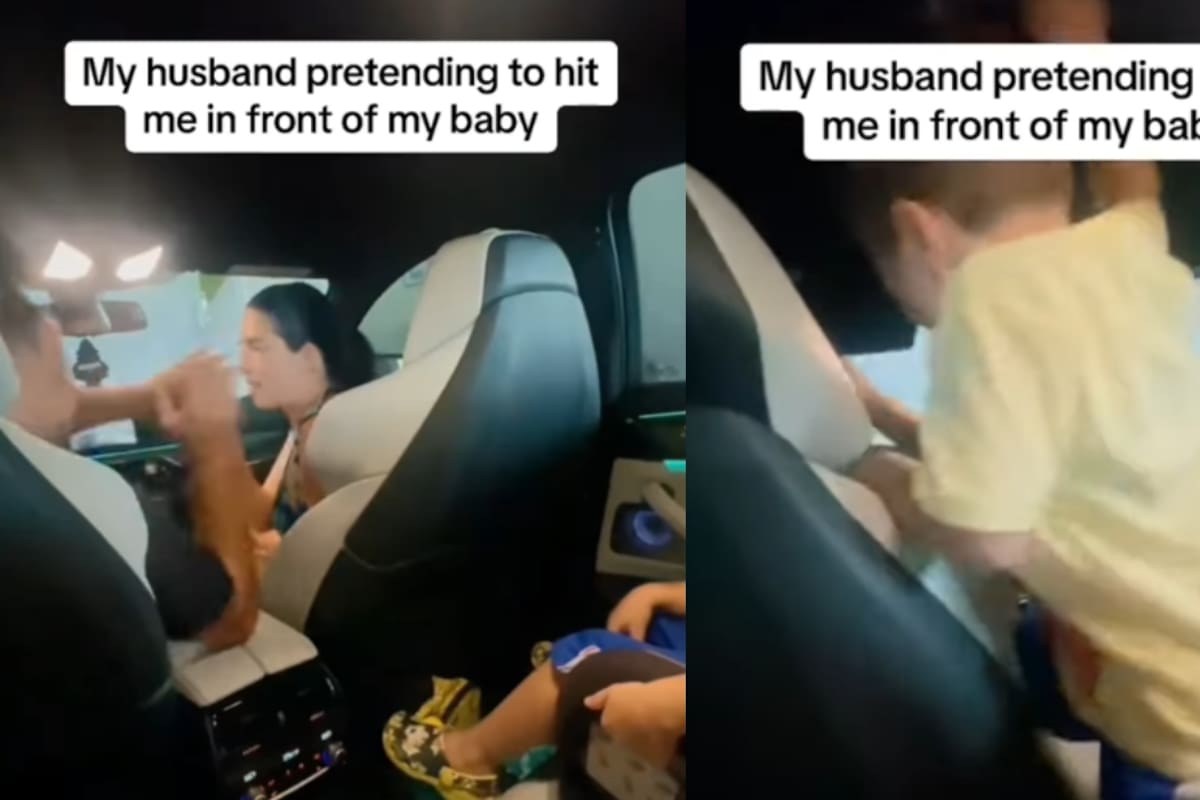 IMPACTANTE: esposo finge golpear a su esposa frente a sus hijos y esto ocurre después