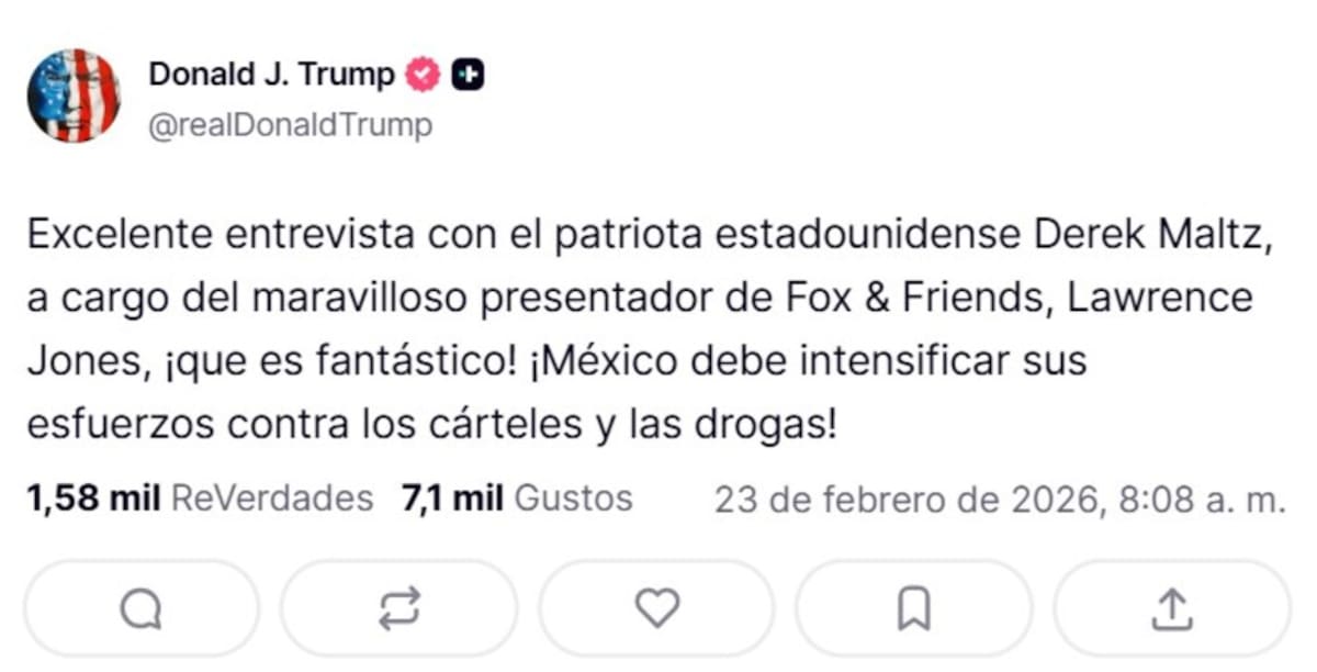 “Estados Unidos garantizará que los narcoterroristas que envían drogas letales a nuestra patria se vean obligados a enfrentar la ira de la justicia que merecen desde hace mucho tiempo”.