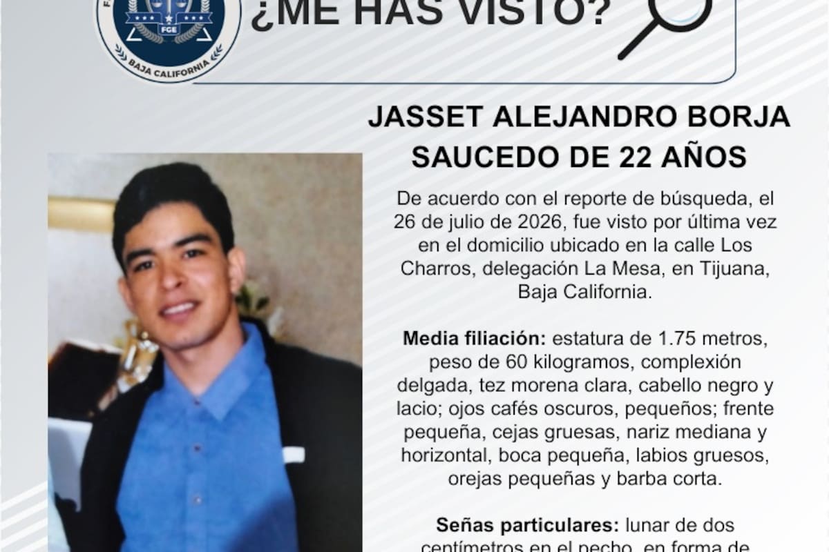 Se busca Jasset Alejandro Borja Saucedo de 22 años
