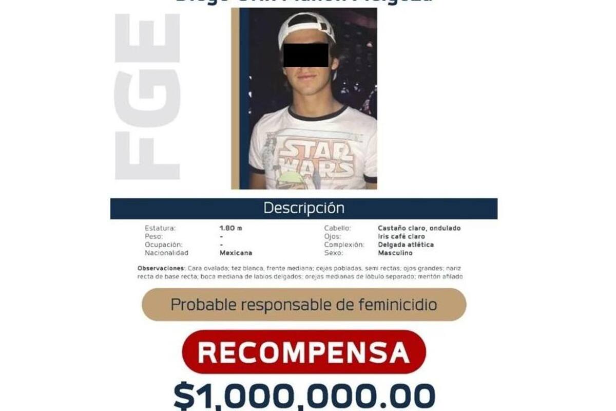 Por Diego "N", presunto feminicida de Jessica, ofrecen 1 millón de pesos como recompensa