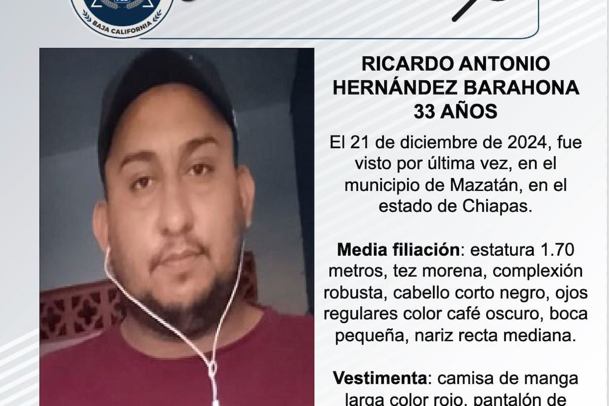 Se busca a Ricardo Antonio Hernández Barahona de 33 años de edad