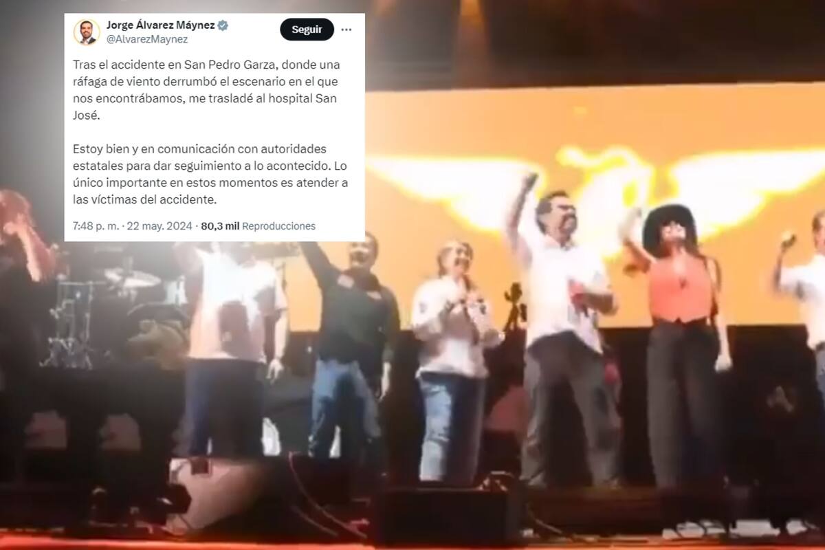 VIDEO: Se desploma un templete en un evento de Álvarez Máynez en Nuevo León