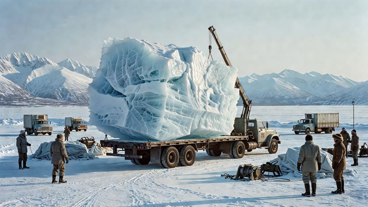 El experimento de 1977 buscaba estudiar si los grandes bloques de hielo podían transportarse desde regiones polares hasta zonas con escasez de agua dulce.