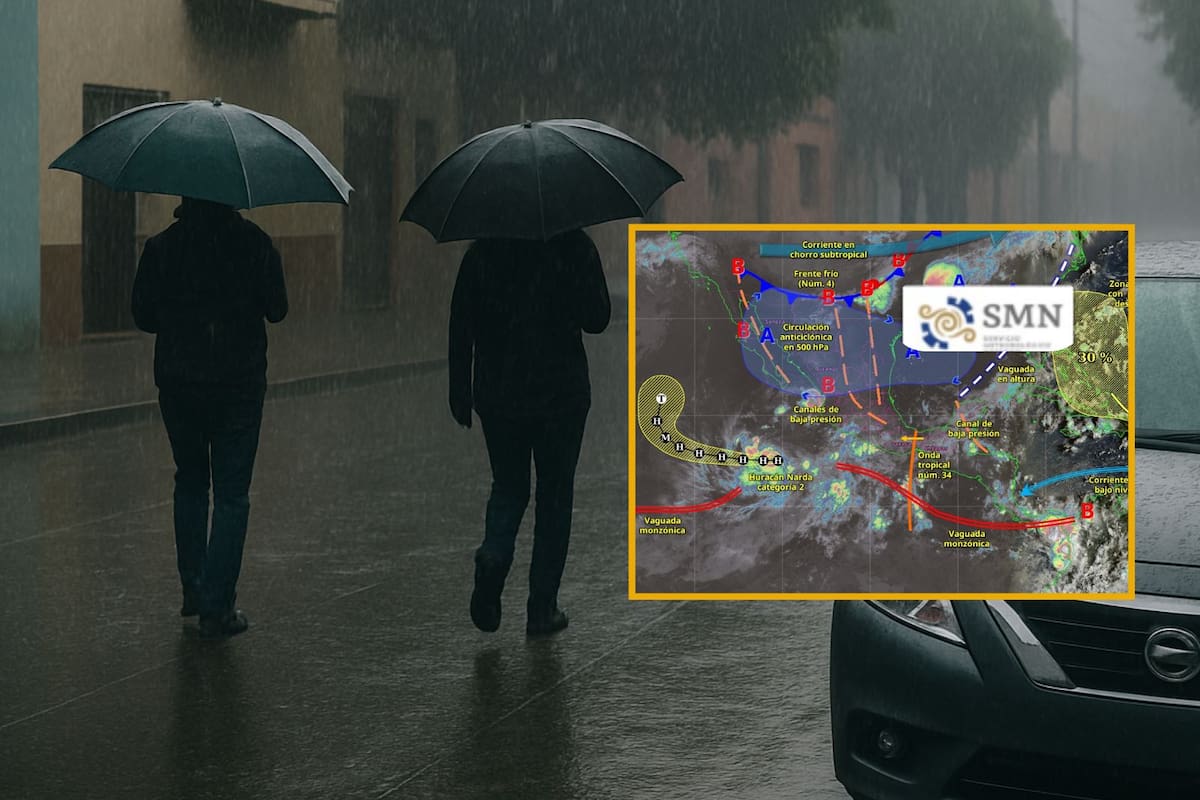 Frente frío 4 y Huracán ‘Narda’ traerán lluvias intensas y fuertes vientos este miércoles en varios estados: SMN