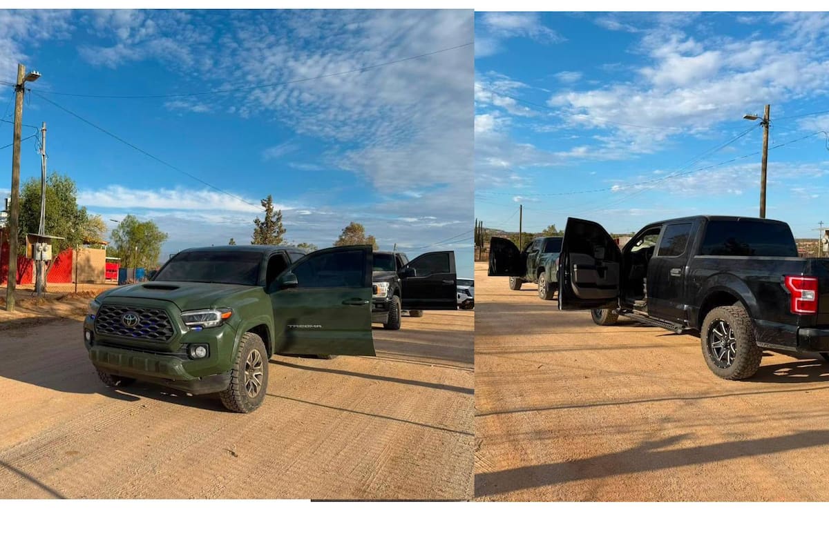 Encuentran pickups abandonados con más de 600 cartuchos y granadas en Tecate