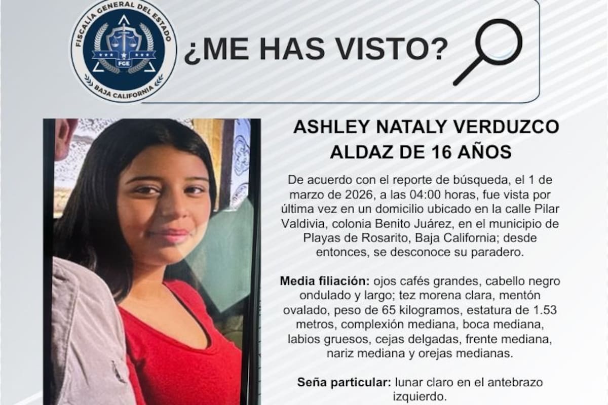 Se busca a Ashley Nataly Verduzco Aldaz de 16 años de edad