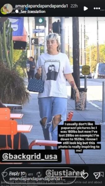 Amanda Bynes revela que perdió cerca de 12 kilos con Ozempic | Instagram @amandapandapandapanda1