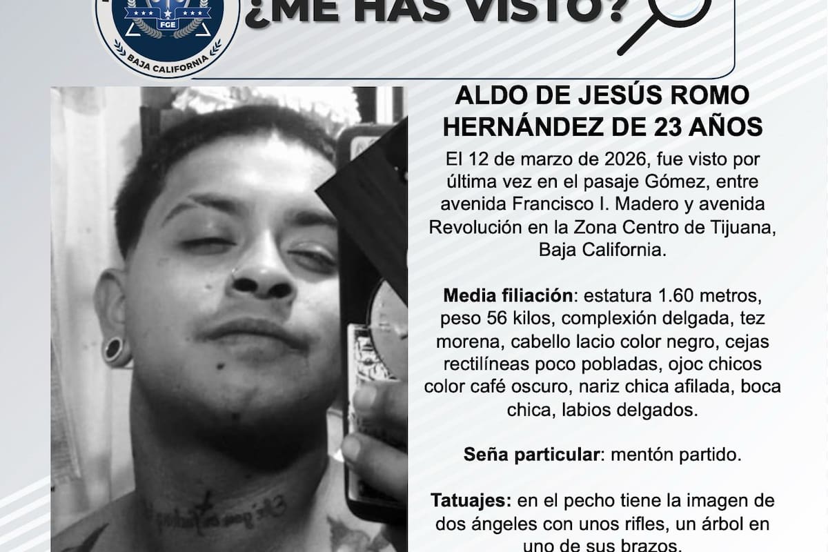 Se busca a Aldo de Jesús Romo Hernández de 23 años