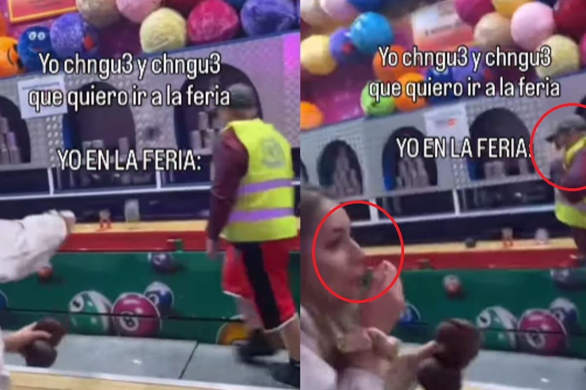 Joven golpea accidentalmente a trabajador de feria durante juego con pelotas