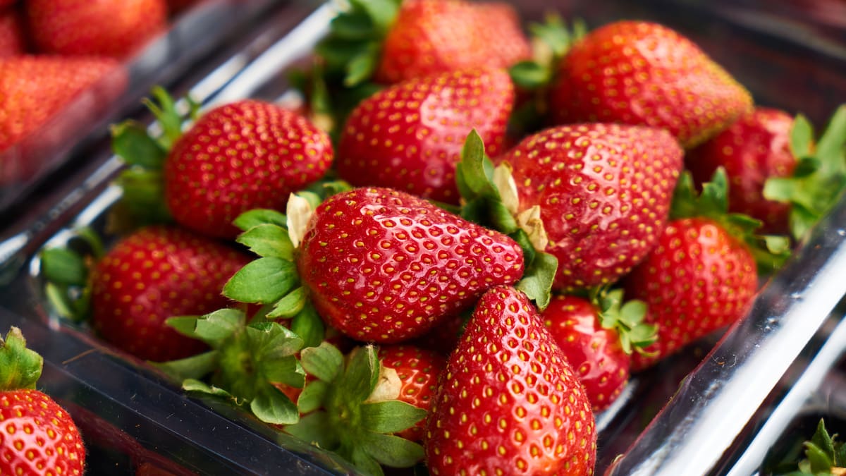 Para una limpieza profunda de las frutillas, que suelen tener residuos de pesticidas y bacterias, se recomienda sumergirlas de 5 a 10 minutos en una solución de una cucharada de bicarbonato de sodio por litro de agua/Foto: Canva