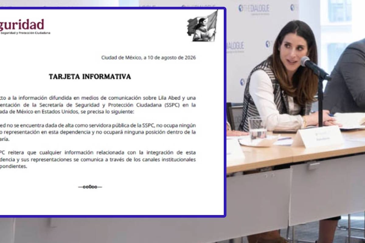 SSPC rechaza versión sobre Lila Abed y asegura que no está dada de alta como servidora pública de la dependencia de Omar García Harfuch