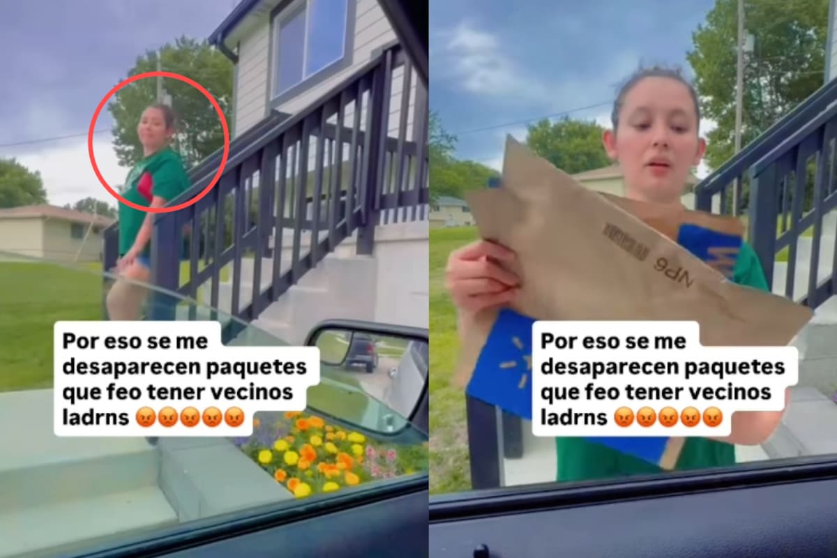 “Yo solo quería guardarlos, no se los quería robar”: Graba a su vecina recogiendo los paquetes de su puerta para “resguardarlos”, pero al final los avienta dentro de su carro