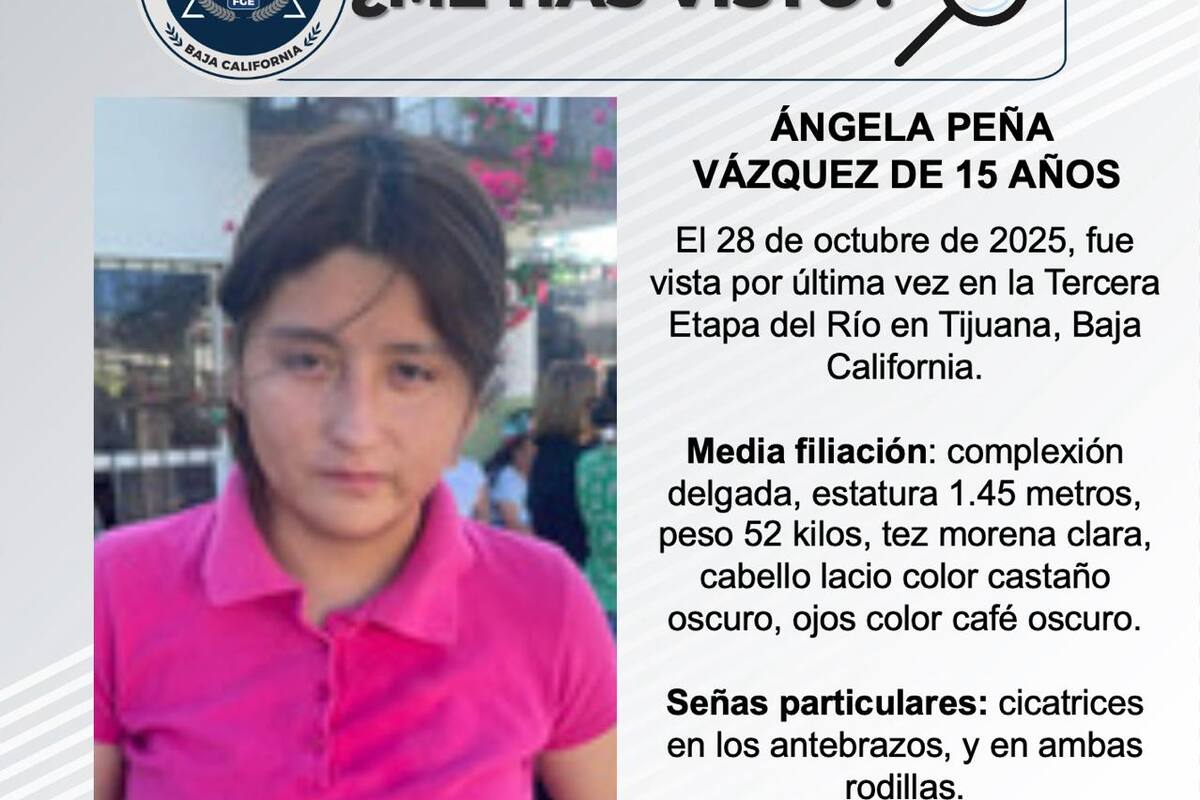 Se busca a  Ángela Peña Vázquez de 15 años de edad