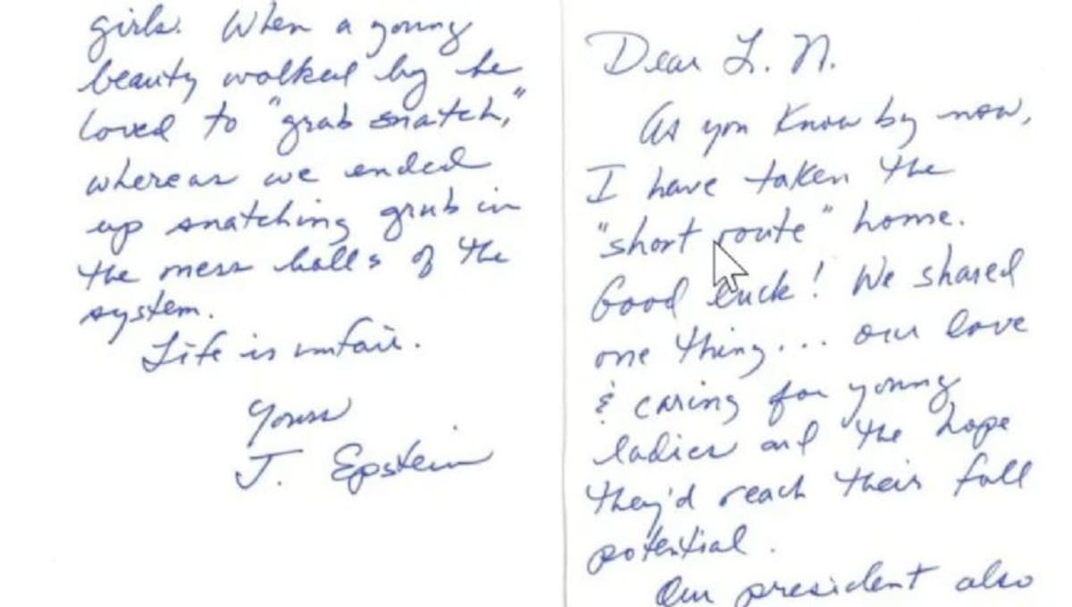 Jeffrey Epstein escribió la carta para otro agresor sexual. Foto: Departamento de Justicia de EU