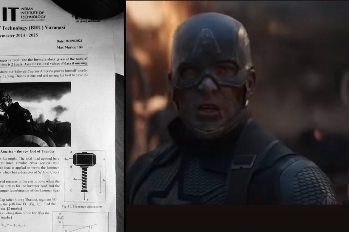 Utilizan a Capitán América y el Mjolnir del UCM para formular una pregunta en un examen de ingeniería