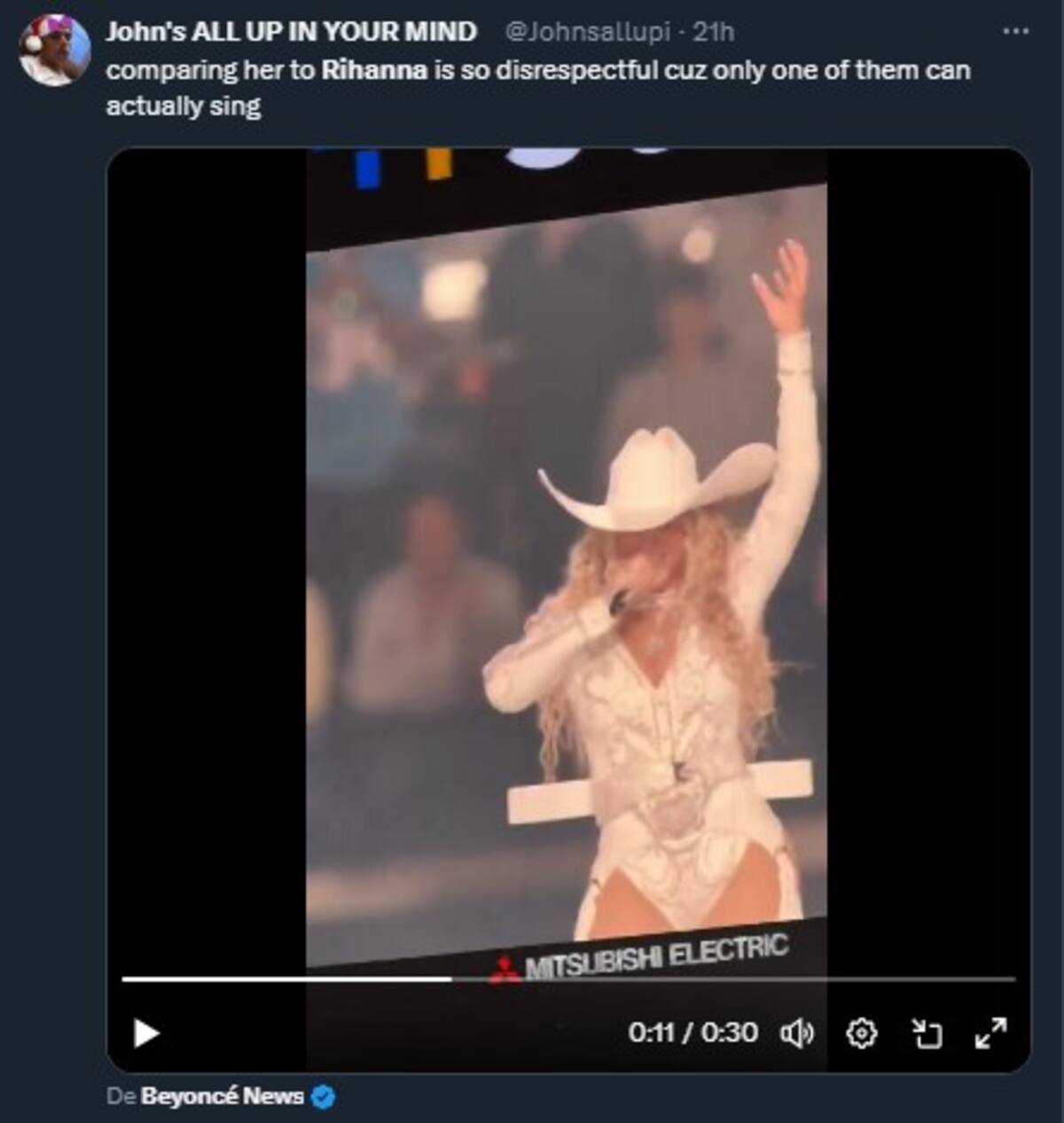 Defienden a Beyoncé / Cuenta de X: @Johnsallupi