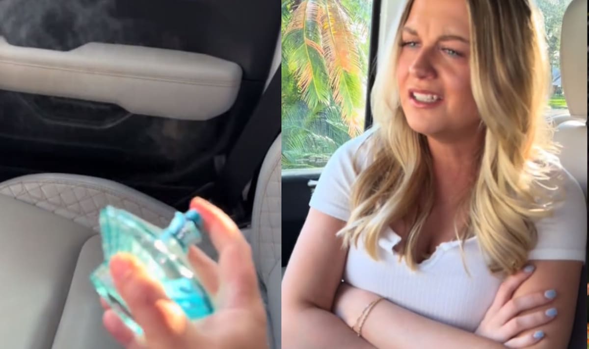 Mujer se molesta por oler el perfume de otra en el carro de su novio