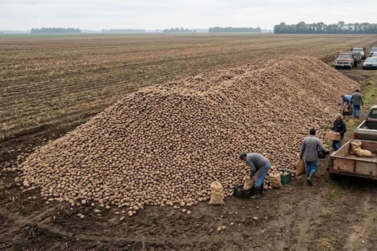 Un agricultor dejó 500 toneladas de patatas gratis tras quedarse sin comprador para una parte de su cosecha, una decisión que permitió a decenas de personas acudir directamente al campo para recoger alimentos antes de que terminaran desperdiciados
